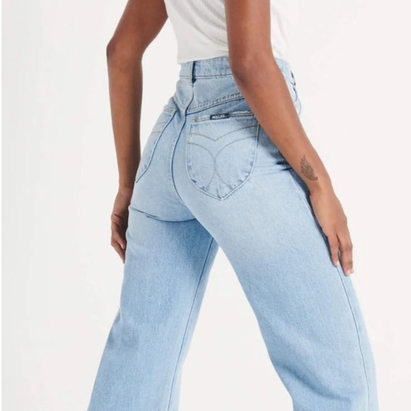 Rollas Heidi High Rise Loose Fit Wide Leg Straight Jeans Light Wash Womens Sz 30 - Picture 4 of 16
